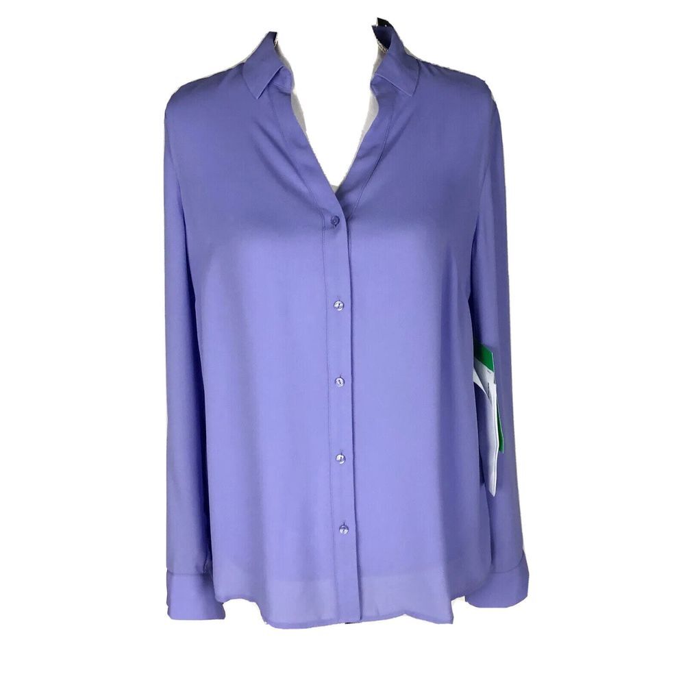 New The Limited Women's Size S ‎ Button Front Purple Blouse Roll Tab
